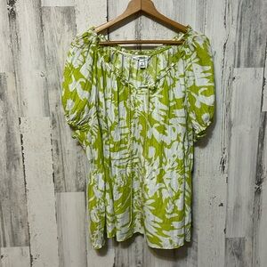 MM26 green and white stretchy short sleeve summer top casual wear plus size 3X